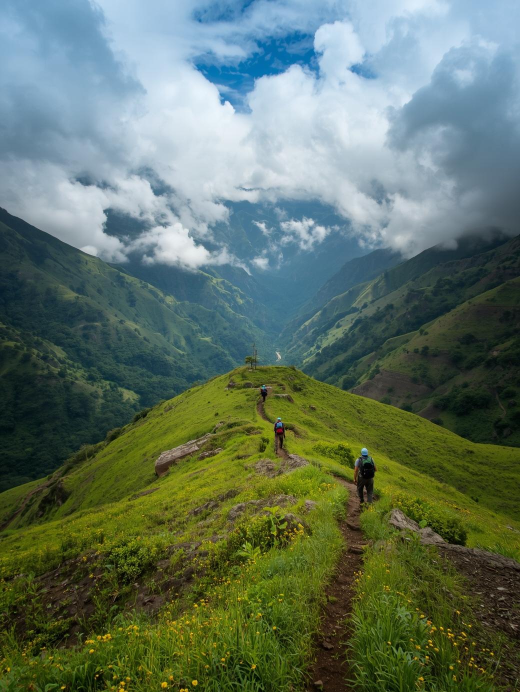 Create a image of trekking in Northeast India and size should be less than 300md (1)